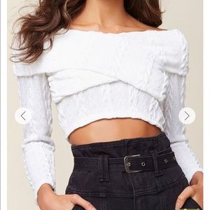 Off-the-Shoulder Cable Knit Crop Top